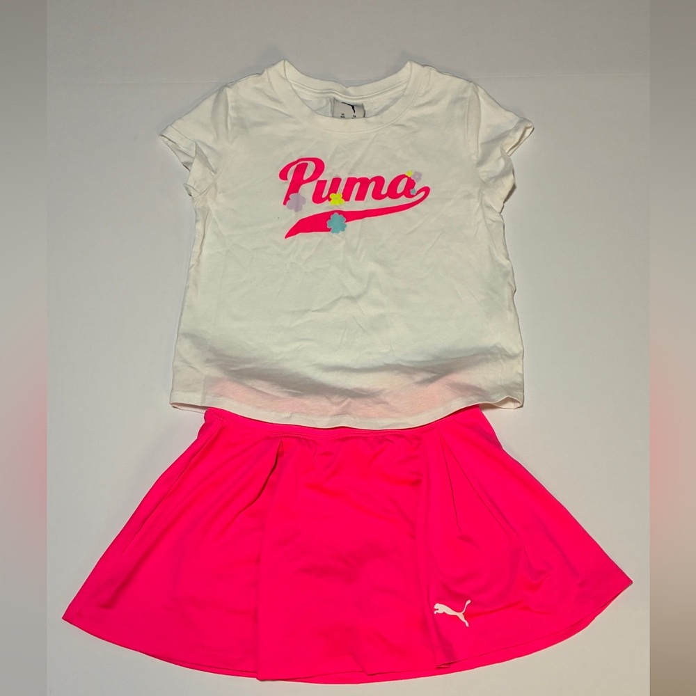 Puma Kids White Tee & Hot Pink Skirt Matching Set
